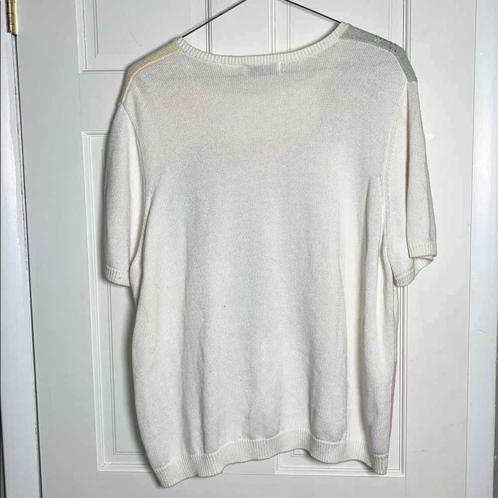 Alfred Dunner Pastel Colorblock Sweater Embroidered Floral  2X Easter - Picture 4 of 6
